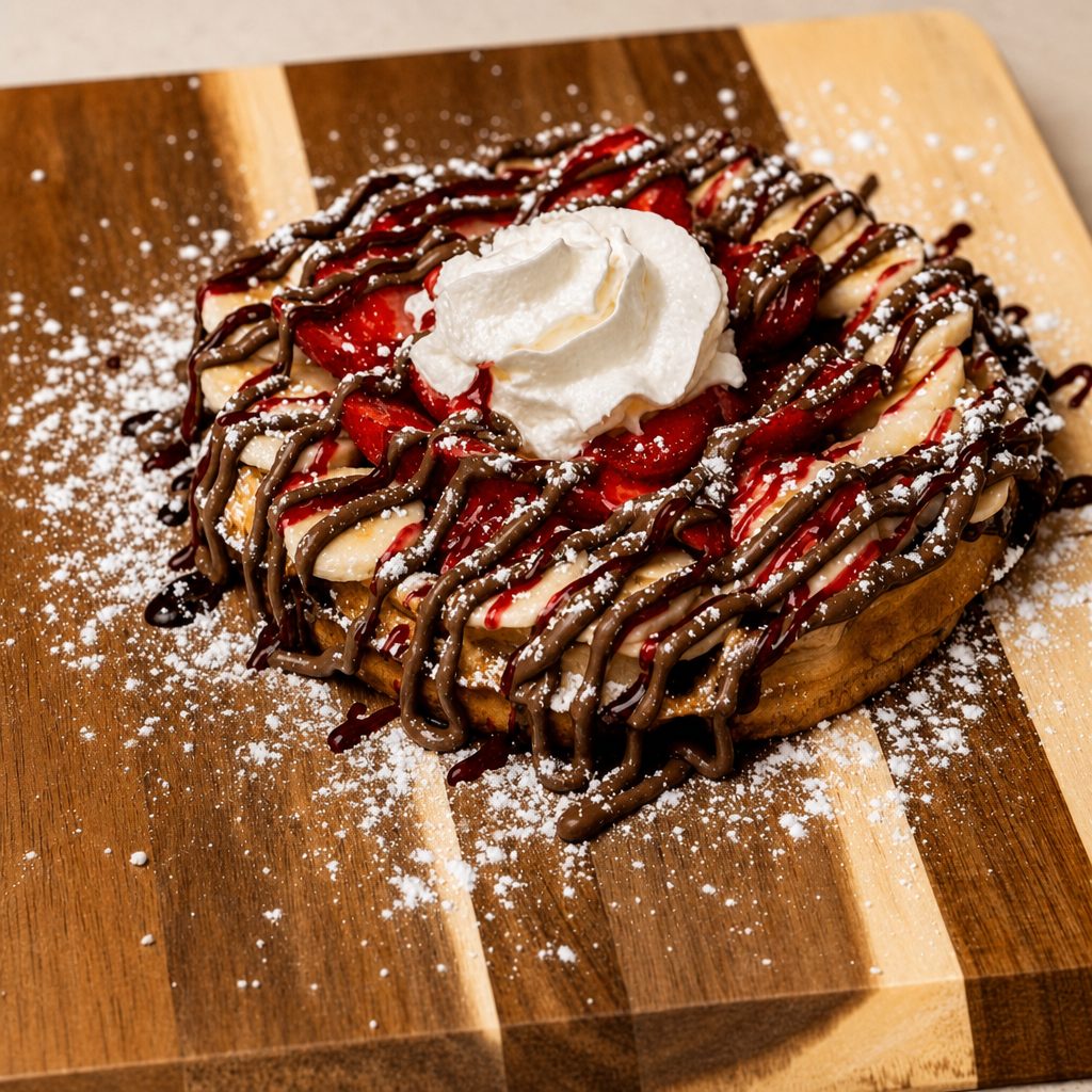 Strawberry and Banana Waffle.