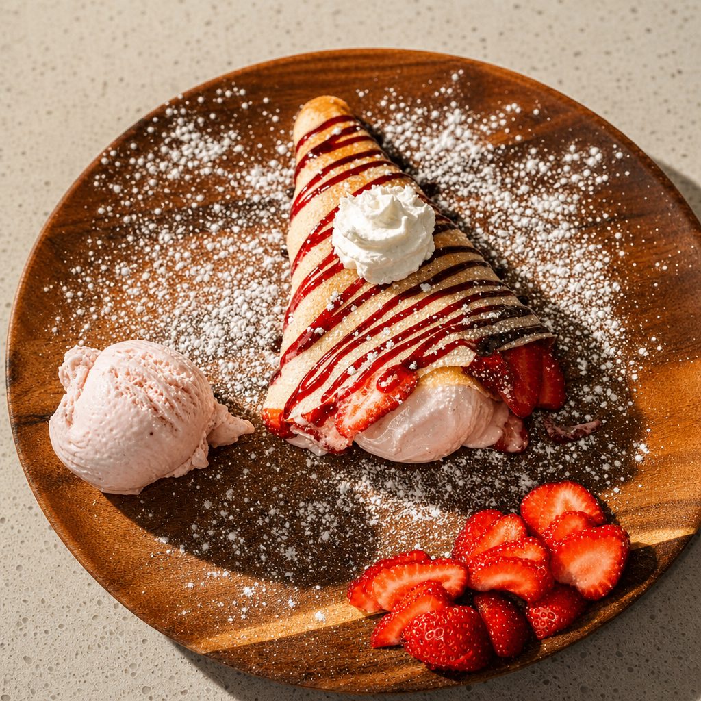 Strawberry Sunday Crepe.